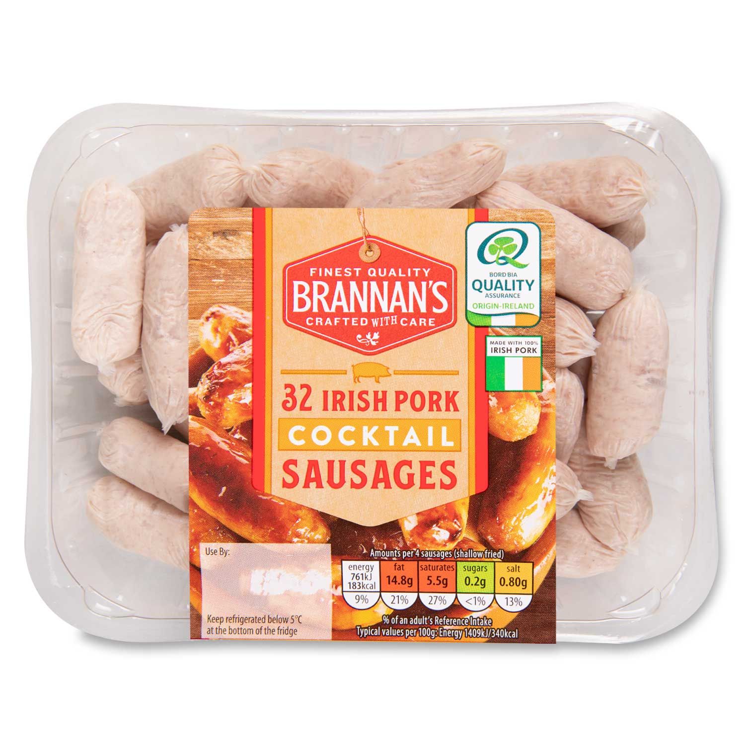 Irish Pork Cocktail Sausages 454g 32 Pack Brannan's